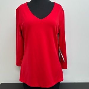 Judy P V-NECK 3/4 SLEEVE Red Top